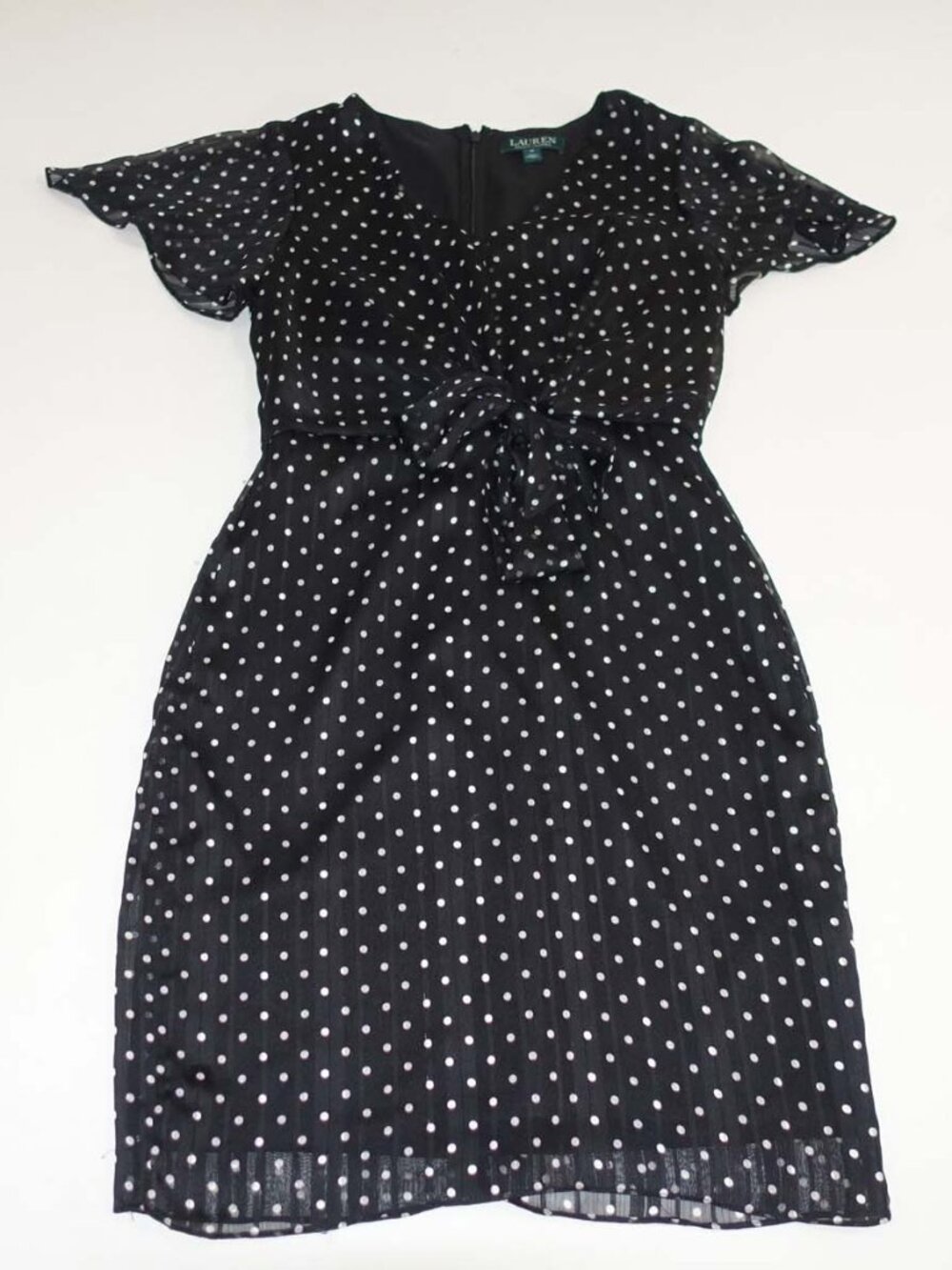 Lauren Ralph Lauren Women's Light Weight Polka Dot Dress Size 0 Black White LRL